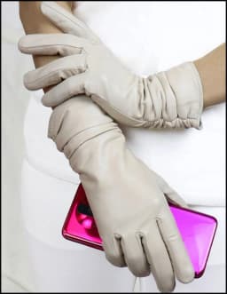 High-end Leather Sheepskin Gloves Women's Warm Knitted Flannel Lining Touch Screen Color Leather Gloves Driving Genuine New