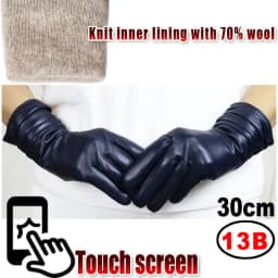 High-end Leather Sheepskin Gloves Women's Warm Knitted Flannel Lining Touch Screen Color Leather Gloves Driving Genuine New