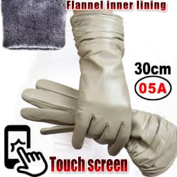 High-end Leather Sheepskin Gloves Women's Warm Knitted Flannel Lining Touch Screen Color Leather Gloves Driving Genuine New
