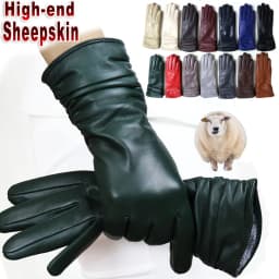 High-end Leather Sheepskin Gloves Women's Warm Knitted Flannel Lining Touch Screen Color Leather Gloves Driving Genuine New
