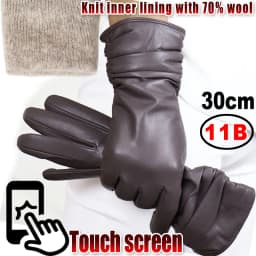 High-end Leather Sheepskin Gloves Women's Warm Knitted Flannel Lining Touch Screen Color Leather Gloves Driving Genuine New