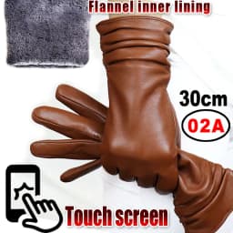 High-end Leather Sheepskin Gloves Women's Warm Knitted Flannel Lining Touch Screen Color Leather Gloves Driving Genuine New