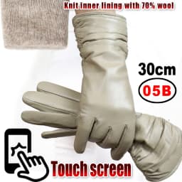 High-end Leather Sheepskin Gloves Women's Warm Knitted Flannel Lining Touch Screen Color Leather Gloves Driving Genuine New