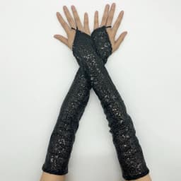 Womens Long Golden Sequins Gloves New Fingerless 50cm Nightclub Festical Rave Glove Sexy Mittens Cosplay Dance Stage Accessories