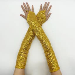 Womens Long Golden Sequins Gloves New Fingerless 50cm Nightclub Festical Rave Glove Sexy Mittens Cosplay Dance Stage Accessories