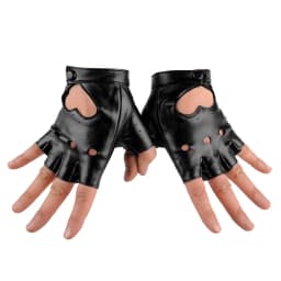 1Pcs Women Leather Driving Biker Soft Fingerless Mittens Dance Motorcycle Gloves Faux Leather Synthetic Leather Gloves keep warm