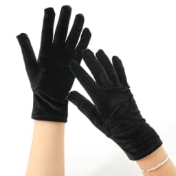21CM Women Golden Velvet Short Autumn Winter Warm Black Evening Dress Etiquette Gloves Retro Banquet Accessories Elasticity