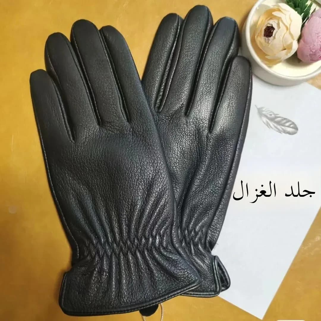 Leather Gloves Men's Casual Warmth Fleece Lined Top Layer Deer Skin Motorcycle Riding Gloves Thickened Autumn Winter New Arrival