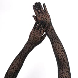 55cm Long Leopard Print Mesh Gloves Women Sexy Lace Fashion Personality Halloween Cosplay Drama Stage Performance