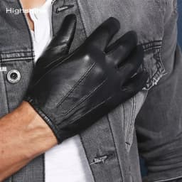 Men's Real Nappa Leather Dress Driving Gloves Ultra Thin Unlined Soft Short Black Classic Chauffeur Police Formal