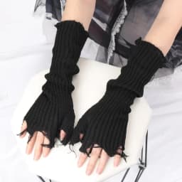 1Pair Punk Broken Unisex Gloves Knitted Ripped Oversleeves Warm Arm Sleeve Tattered Fingerless Cuff Glove Elbow Rock Mittens