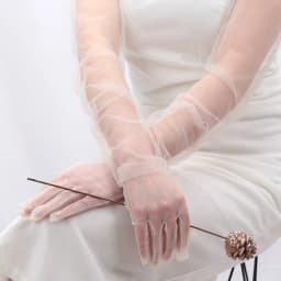 Women's Sexy Transparent Gloves Long Tulle Gloves Ultra Thin Full Finger Mittens Mesh Elbow Wedding Bride Sheer Sunscreen Glove