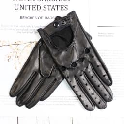 Summer Driving Leather Driver Gloves Women's Fashion New Thin Unlined Black Sheepskin All Finger Motorcycle Riding Gloves