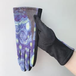 Creativity Van Gogh Oil Painting Gloves Winter Cycling Drive Thicken Women Fashion Print Full Finger Touch Screen Warm Mittens