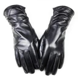 Sheepskin Leather Gloves Women's Fashion Elastic Style Velvet Lining to Keep Warm in Autumn and Winter Retro Color Points