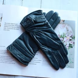 Sheepskin Leather Gloves Women's Fashion Elastic Style Velvet Lining to Keep Warm in Autumn and Winter Retro Color Points