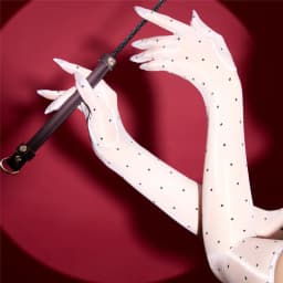 Sexy Women Dot 1D Thin Glove Elastic Oil Glossy Shiny Long Finger Glove Sheer See Through Long Glove Driving Dance Gloves