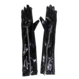 50cm Fashion Sexy Patent Leather Zipper Black Elbow Long Gloves Pole Dance Stage Performance Halloween Cosplay Women Gloves