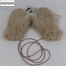 Winter Outdoor Hot Sale Women 100% Real Rabbit Fur Gloves Playing with Snow Keep Warm Mittens Female Natural Rabbit Fur Gloves