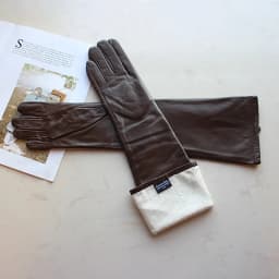 Women's Long Leather Gloves Colorful Sheepskin Velvet Lined Fashionable Warm Sunscreen Autumn Winter Gloves