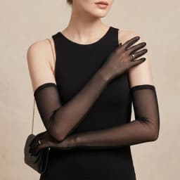 New Sexy Stretch Mesh Gloves Thin Transparent 55cm Extended Sun Protection Breathable Lace Halloween Dress Accessories Gloves
