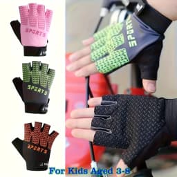 Kid Sports Gloves Breathable Sweat-Absorbing Quick-Dry Cycling Gloves Girls Boys Adjustable Anti-Slip Climbing Fishing Gloves