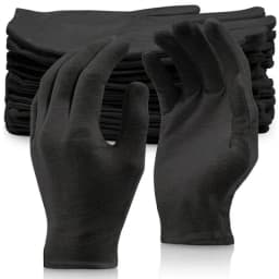 6-12Pairs Black Cotton Gloves Soft Moisturizing Overnight Eczema Cloth Gloves Stretch Washable Jewelry Inspection Working Gloves