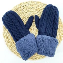 Women Fashion Knit Twist Flowers Mittens Winter Female Wool Plus Cashmere Velvet Thickening Warm Full Finger Gloves Guantes