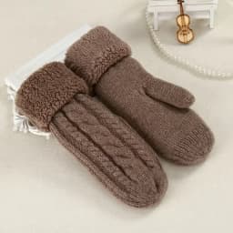 Women Fashion Knit Twist Flowers Mittens Winter Female Wool Plus Cashmere Velvet Thickening Warm Full Finger Gloves Guantes