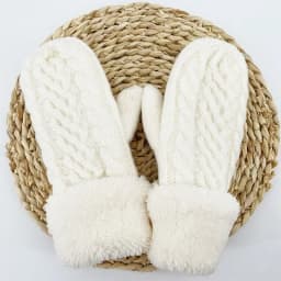 Women Fashion Knit Twist Flowers Mittens Winter Female Wool Plus Cashmere Velvet Thickening Warm Full Finger Gloves Guantes
