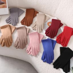 Simple Solid Style Fashion Elegant Women's Winter Suede Gloves Winter Keep Warm Touch Screen Add Velvet Thickened Elasticity Sof
