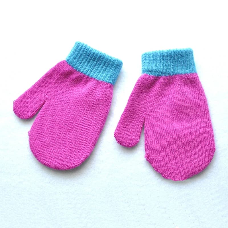 Baby Gloves For 1-4Y Children Winter Warm Patchwork Knitted Mittens Kindergarten Student Full Finger Gloves Knitting Kids Gloves
