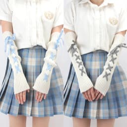 JK Girls Gloves Japanese Kawaii Lolita Fingerless Glove Elbow String Ribbon Ties Up Party Fingerless Gloves Harajuku Leg Warmers