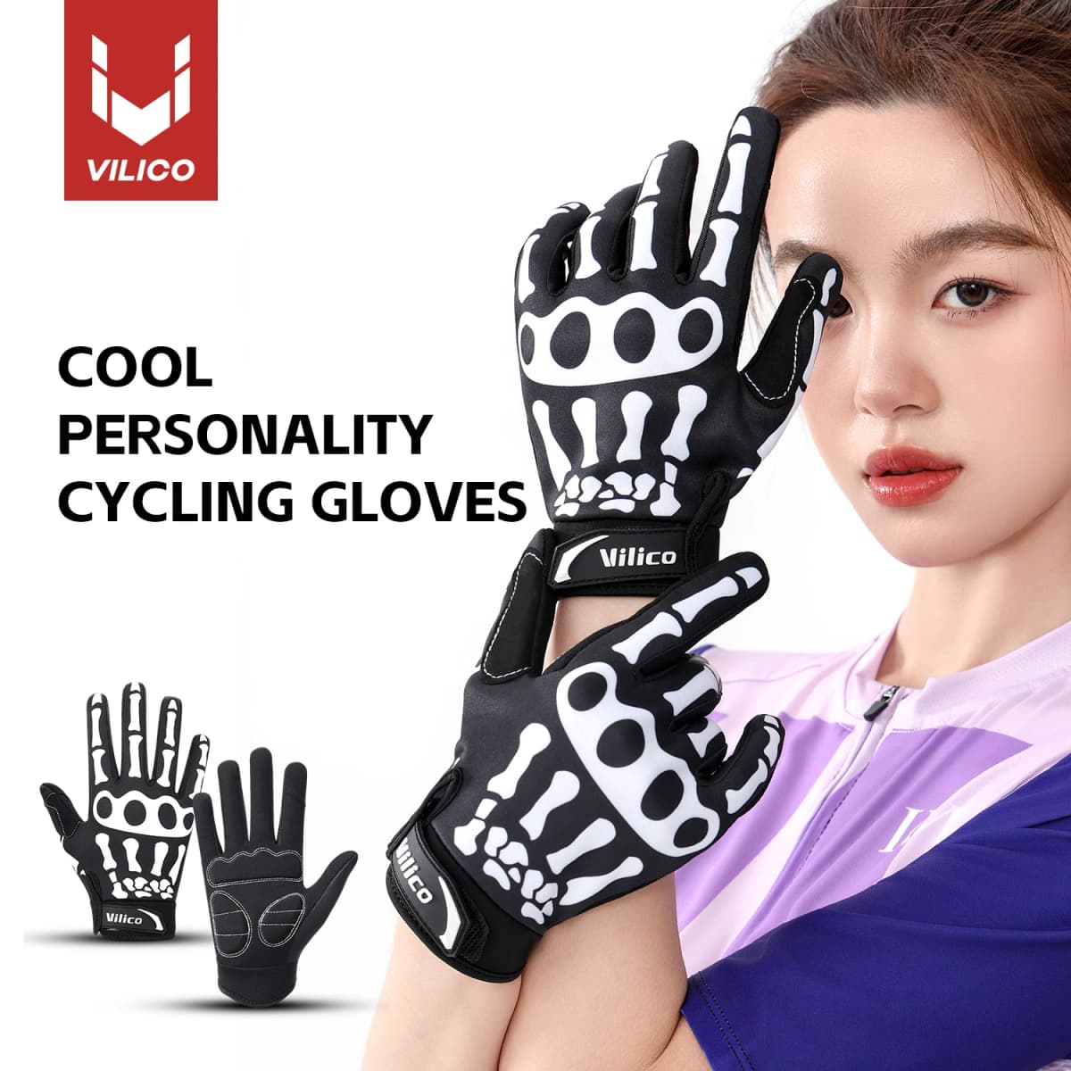 Full finger gloves, skeleton breathable and wear-resistant sports bicycle gloves, men's and women's skeleton gloves, anti slip g