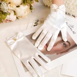 Women's Satin Elegant Pearl Driving White Black Bridal Wedding Banquet Accessories Short Etiquette Dress Gloves