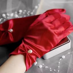 Women's Satin Elegant Pearl Driving White Black Bridal Wedding Banquet Accessories Short Etiquette Dress Gloves