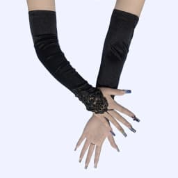 48cm Long Satin Sexy Lace Embroidery Hook Finger Gloves Retro Party Women Etiquette Drive Cosplay Dinner Dance Mittens