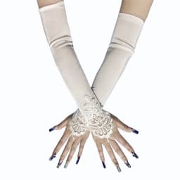 48cm Long Satin Sexy Lace Embroidery Hook Finger Gloves Retro Party Women Etiquette Drive Cosplay Dinner Dance Mittens