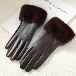 2025 Women Luxury Leather Soft Faux Fur Trim Cuff Fashion Elegant Wrist Winter Party Warm Touch Screen Thick Windproof Gloves