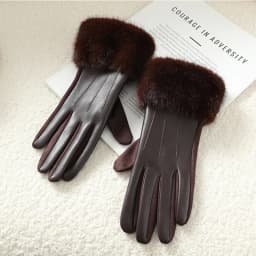 2025 Women Luxury Leather Soft Faux Fur Trim Cuff Fashion Elegant Wrist Winter Party Warm Touch Screen Thick Windproof Gloves