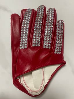 Women's Fashion Half Palm Gloves Lady's Red White Black PU Leather Gloves Men's Hip-Hop Rhinestone DIY Dancing Gloves