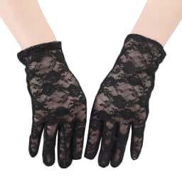 Women Lace Short Tulle Black Summer Uv-proof Driving Gloves Female Thin Fishnet Mesh Gloves Fashion Full Finger Mittens