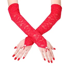 1 Pairs Sexy Women Fingerless Bridal Gloves Long Style Rhinestone White Lace Mittens White Black Red Wedding Accessories