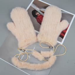 New Women 100% Real Genuine Knitted Mink Fur Mittens Winter Warm Lady Real Mink Fur Fashion Lady Gloves Handmade Knit Fur Mitten