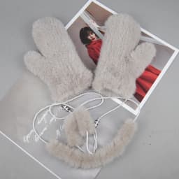 New Women 100% Real Genuine Knitted Mink Fur Mittens Winter Warm Lady Real Mink Fur Fashion Lady Gloves Handmade Knit Fur Mitten