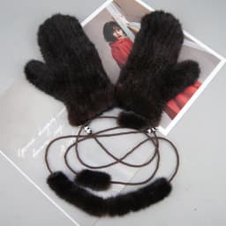 New Women 100% Real Genuine Knitted Mink Fur Mittens Winter Warm Lady Real Mink Fur Fashion Lady Gloves Handmade Knit Fur Mitten