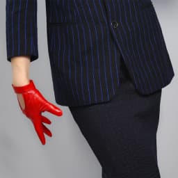 Women's Car Driving GLOVES Red Leather Genuine Sheepskin TECH Short Wrist Motorcycle Glove Belt with Button Closure Costume