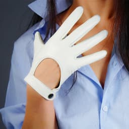 Women's Car Driving GLOVES Red Leather Genuine Sheepskin TECH Short Wrist Motorcycle Glove Belt with Button Closure Costume