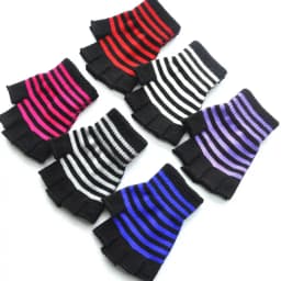 Student Warm Knit Mittens Winter Fingerless Elastic Knitted Gloves Striped Knit Mittens Thicken