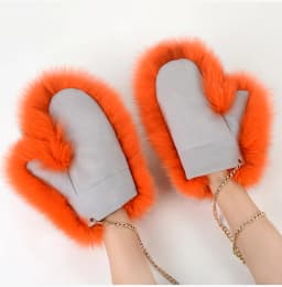 2026 Hot Sale Winter Women Natural Real Fox Fur Gloves Warm 100% Genuine Fox Fur Mittens Girl Fashion Luxury Real Fox Fur Glove